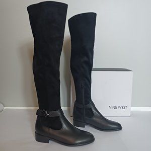 New Nine West Nacoby2 Black Boots 9.5 Over the Knee